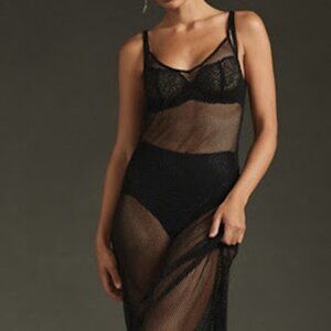 NWT Anthropologie Beaded Fishnet Dress M